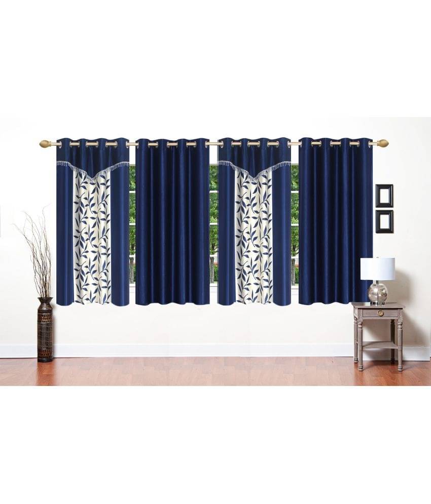 Stella Creations Set of 4 Window Eyelet Curtains Floral Blue Stella Creations Set of 4 Window Eyelet Curtains Floral Blue