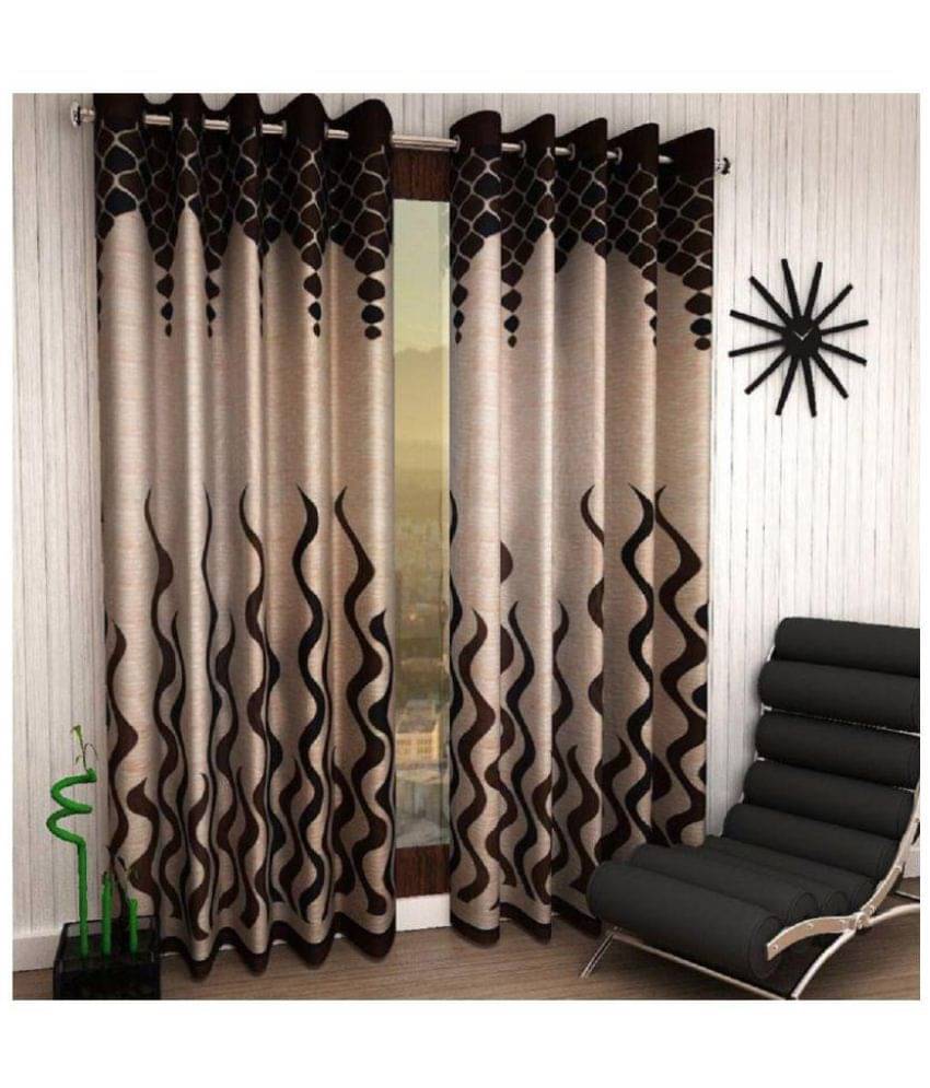Tanishka Fabs Solid Semi-Transparent Eyelet Curtain 5 ft ( Pack of 2 ) - Brown Tanishka Fabs Solid Semi-Transparent Eyelet Curtain 5 ft ( Pack of 2 ) - Brown