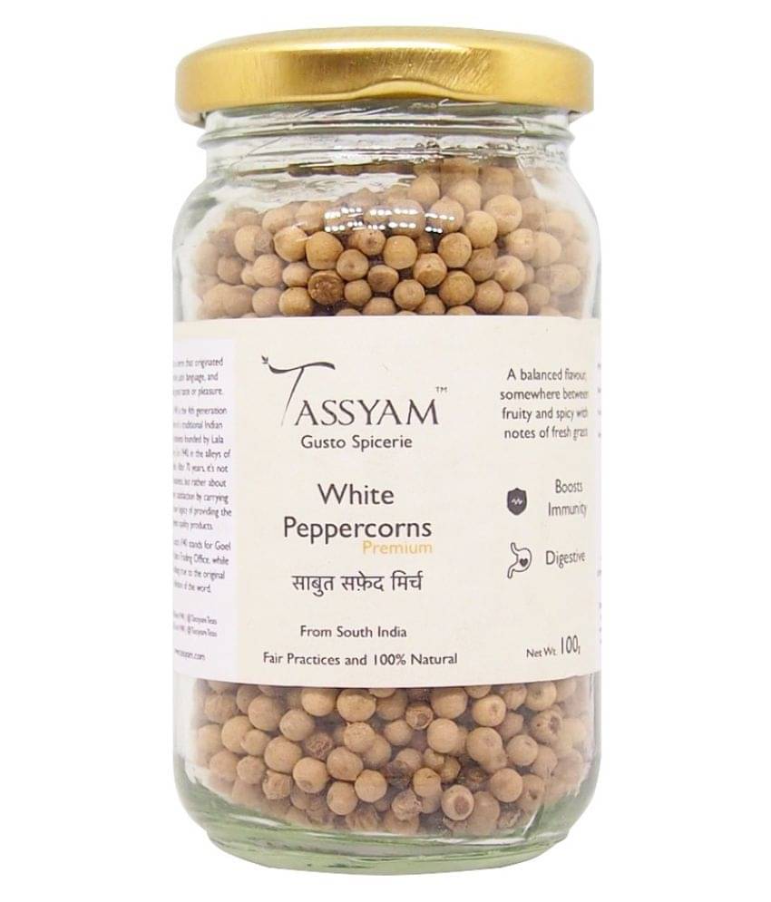     			Tassyam White Peppercorns (Safed Mirch) 200 gm Pack of 2