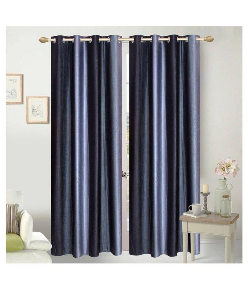 Panipat Textile Hub Floral Blackout Eyelet Window Curtain 5 ft Pack of 2 -Black Panipat Textile Hub Floral Blackout Eyelet Window Curtain 5 ft Pack of 2 -Black