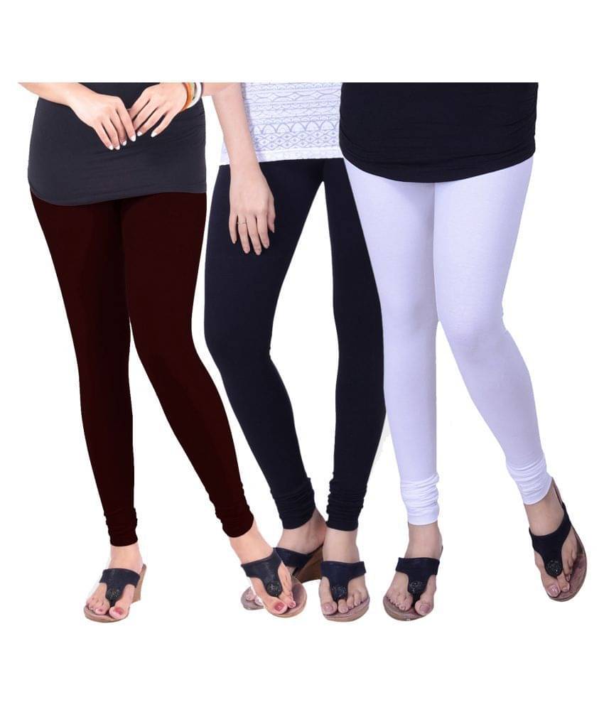     			TCG Pack of 3 Girls Cotton Blend Leggings ( Multi )