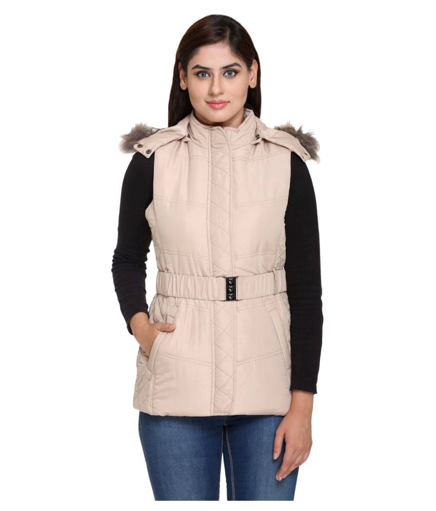 Trufit Polyester Blend Beige Quiltted Jackets Trufit Polyester Blend Beige Quiltted Jackets