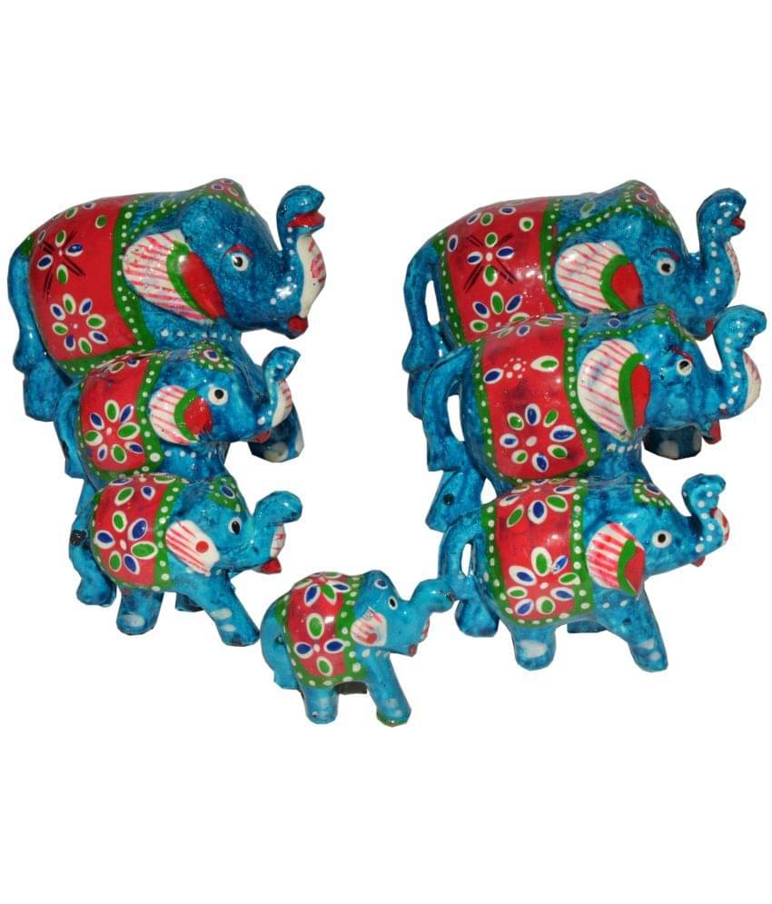 Royal Arts And Crafts Multicolour Paper Mache Decorative Elephant - Pack of 7 Royal Arts And Crafts Multicolour Paper Mache Decorative Elephant - Pack of 7
