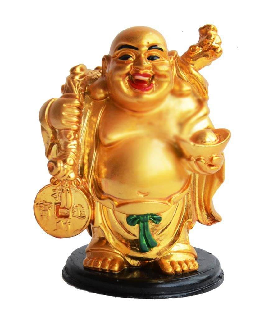     			Sagar Collection  Yellow Laughing Buddha With Ingot and Coins