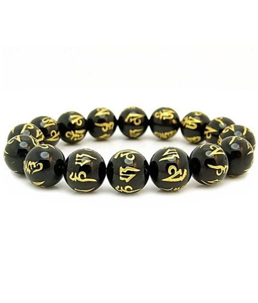     			S.S Creation Om Mani Padme Hum Carved Stretch Bracelet