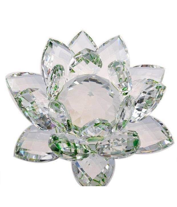    			S.S Creation 2 Inch Crystal Lotus Flower - Peace Wealth And Prosperity Green Hue Reflection