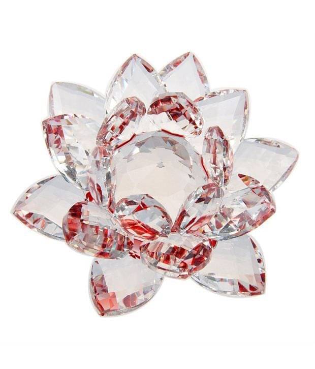     			S.S Creation Crystal Lotus Flower - Peace Wealth And Prosperity Red Hue Reflection