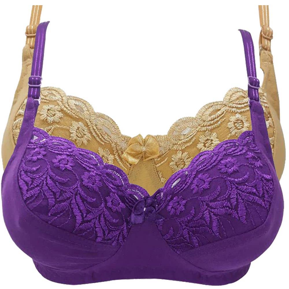 Kiran Enterprises Pack of 2 Cotton Women's Minimizer Bra ( Purple )