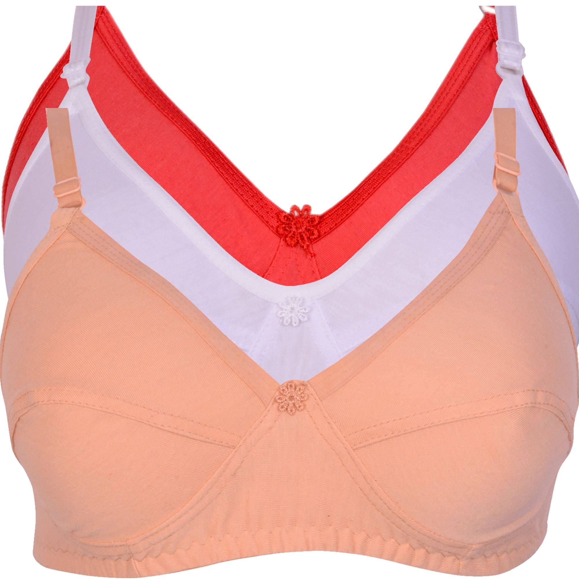     			Kiran Enterprises Pack of 3 Cotton Non Padded Women's Minimizer Bra ( Peach )