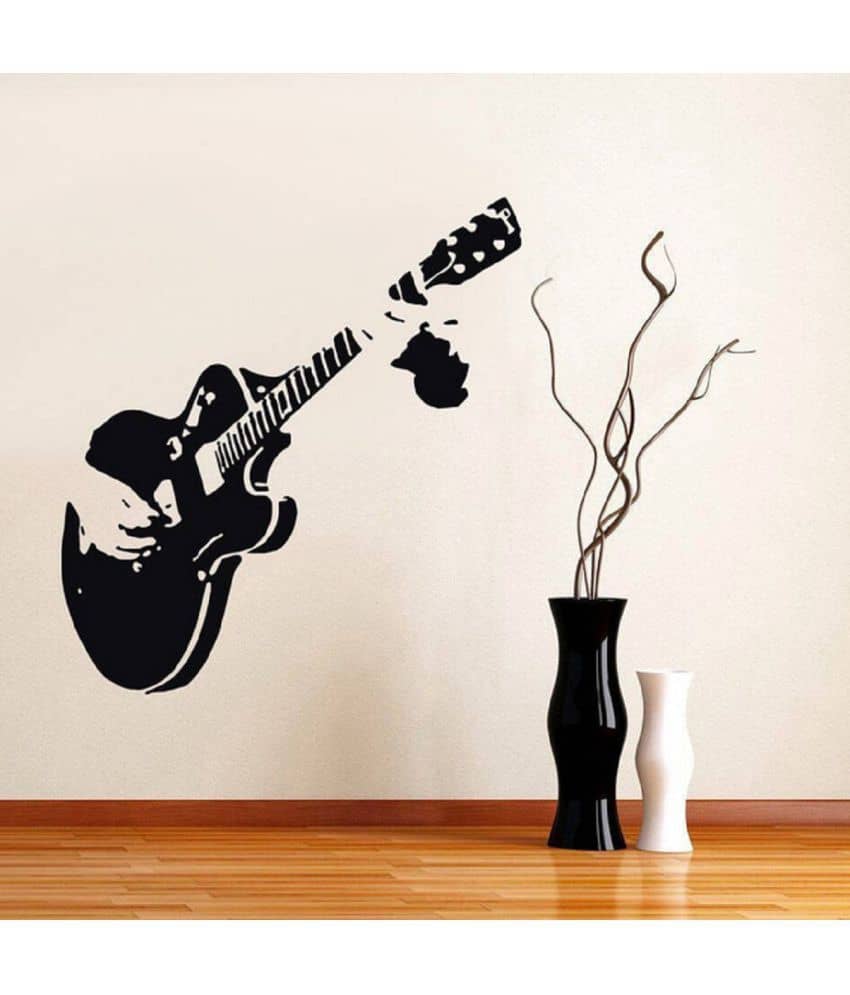 Decor Villa Music Guitar PVC Wall Sticker ( 58 x 54 cms )