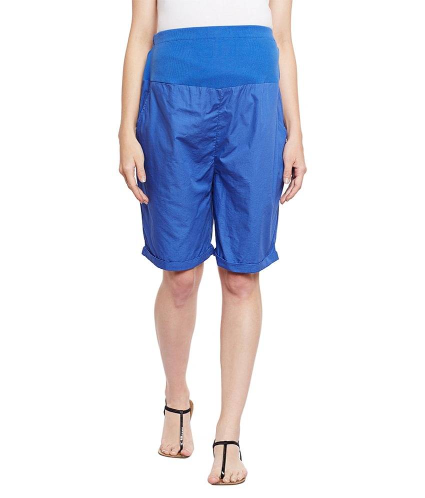     			Oxolloxo Blue Cotton Maternity Capri