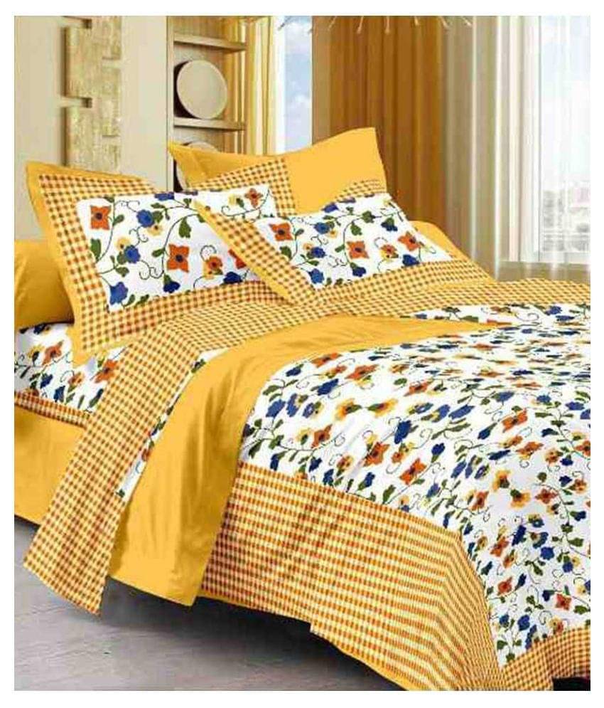     			Kismat Collection Cotton King Bedsheet ( Yellow )