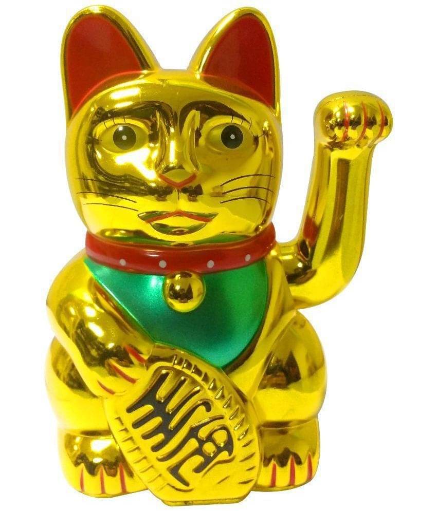     			King & Queen Golden Plastic Electric Waving Feng Shui Lucky Welcome Cat