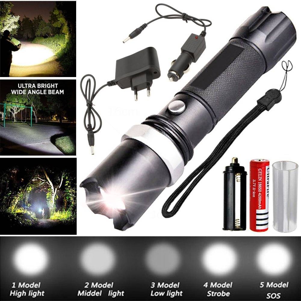 T Global 12W Flashlight Torch Waterproof Rechargeable 450 Meter Zoomable 3Mode - Pack of 1 T Global 12W Flashlight Torch Waterproof Rechargeable 450 Meter Zoomable 3Mode - Pack of 1