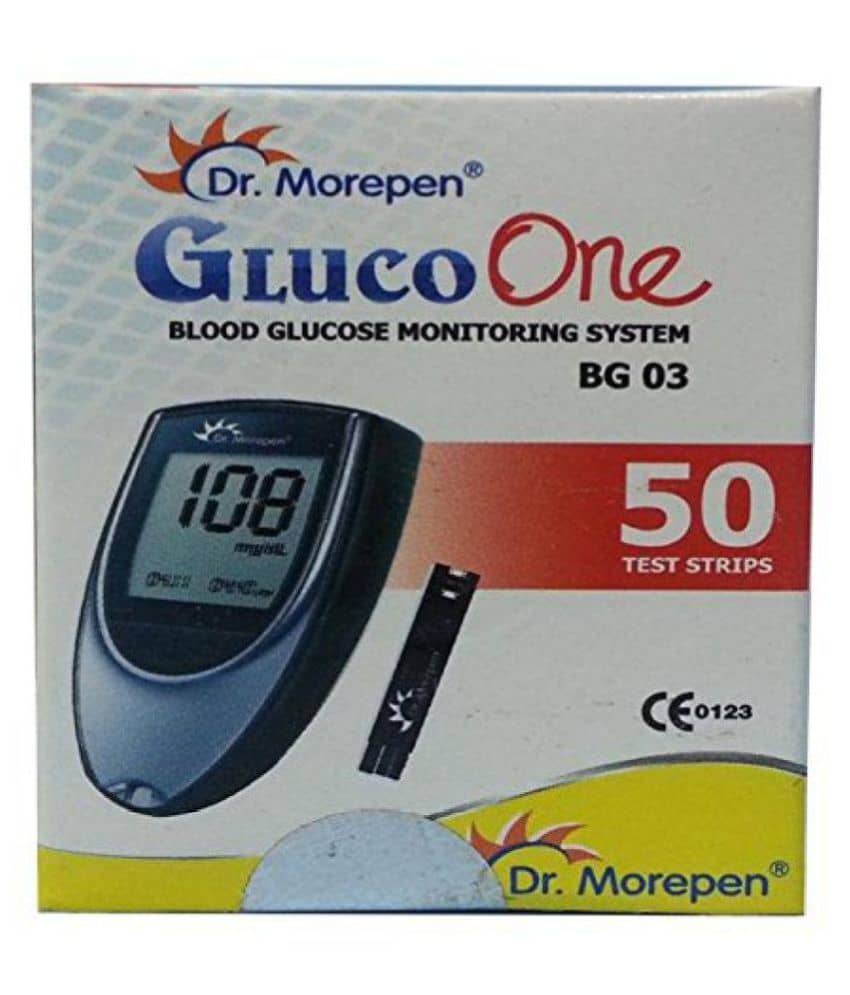 Dr. Morepen BG03 Blood Glucose Test Strips, 50 Strips(Black/White)(Only Strips, No Glucometer)