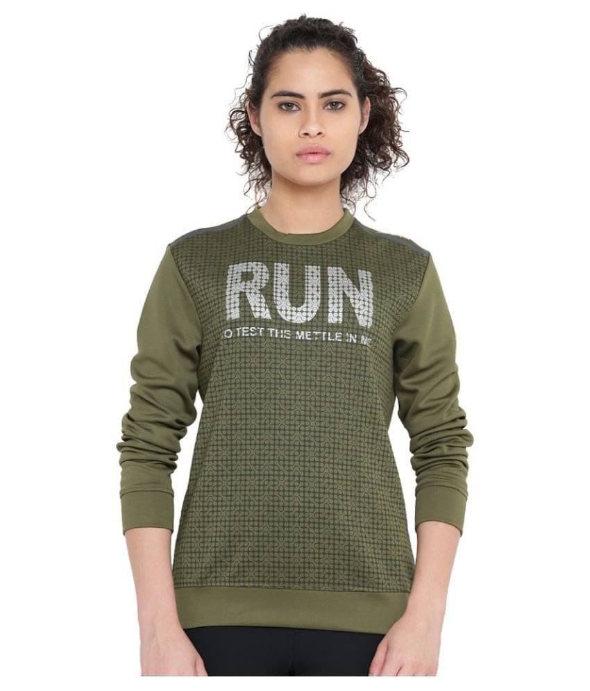 Alcis - Olive Green Polyester Women's Sweatshirt Alcis - Olive Green Polyester Women's Sweatshirt