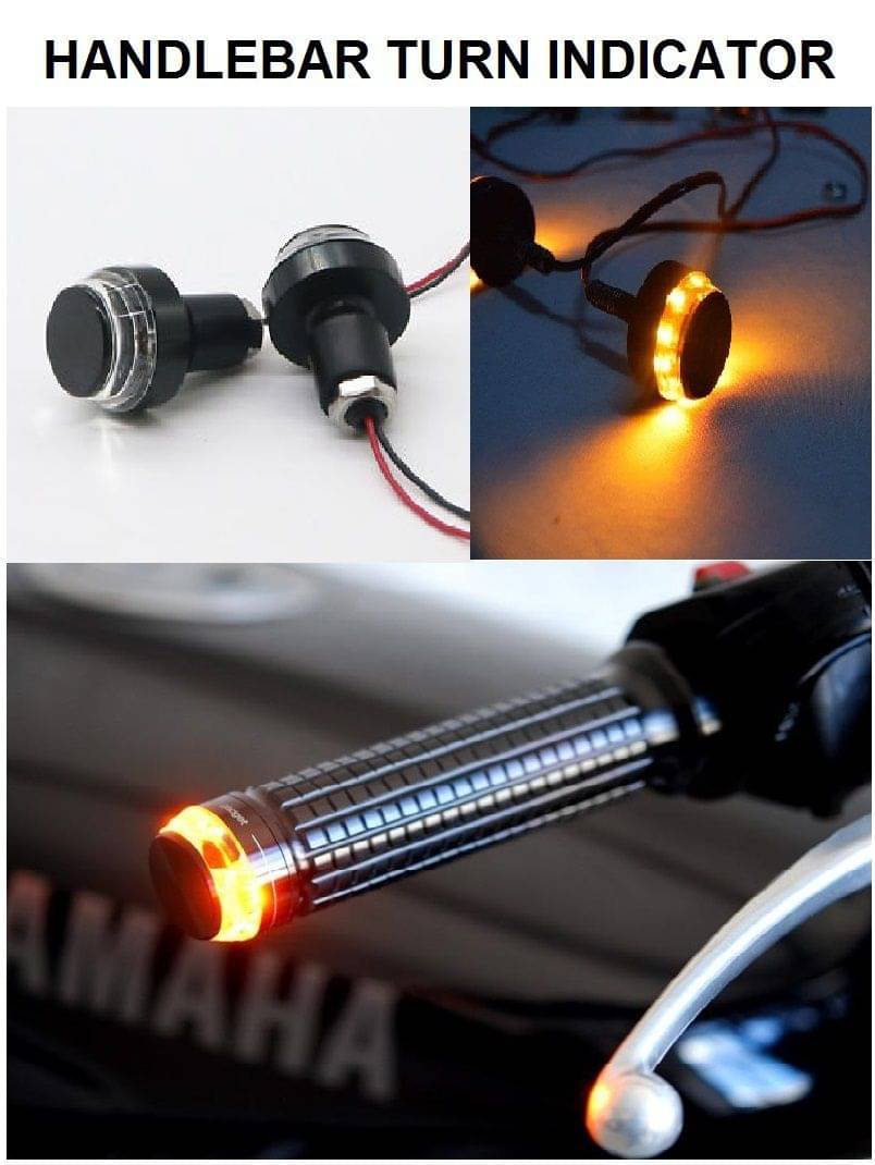     			2 in1 Universal Motorcycle Handlebar White + Turn Signal Grip Bar End LED Light