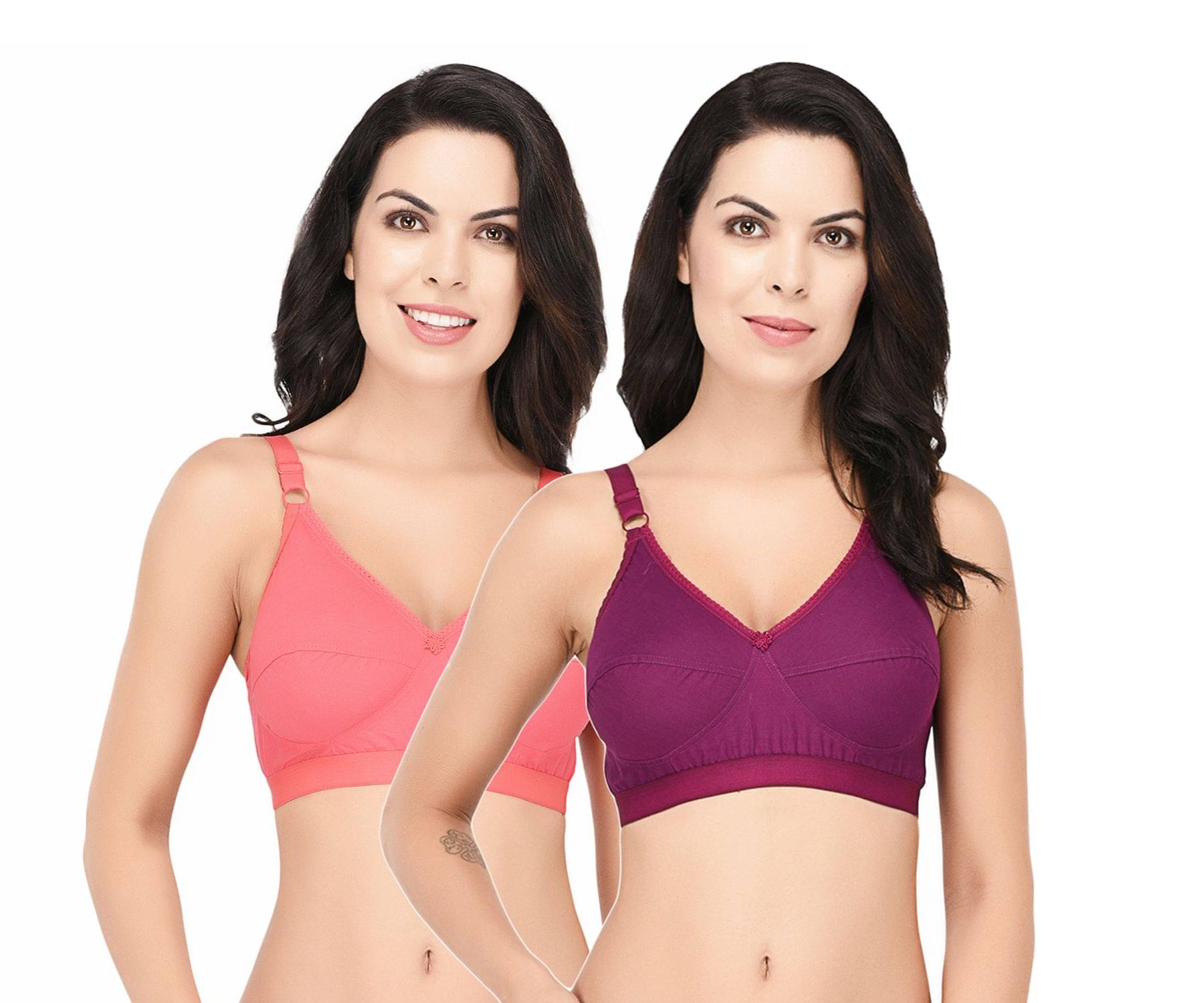     			Elina Pack of 2 Cotton Non Padded Women's T-Shirt Bra ( Multi Color )