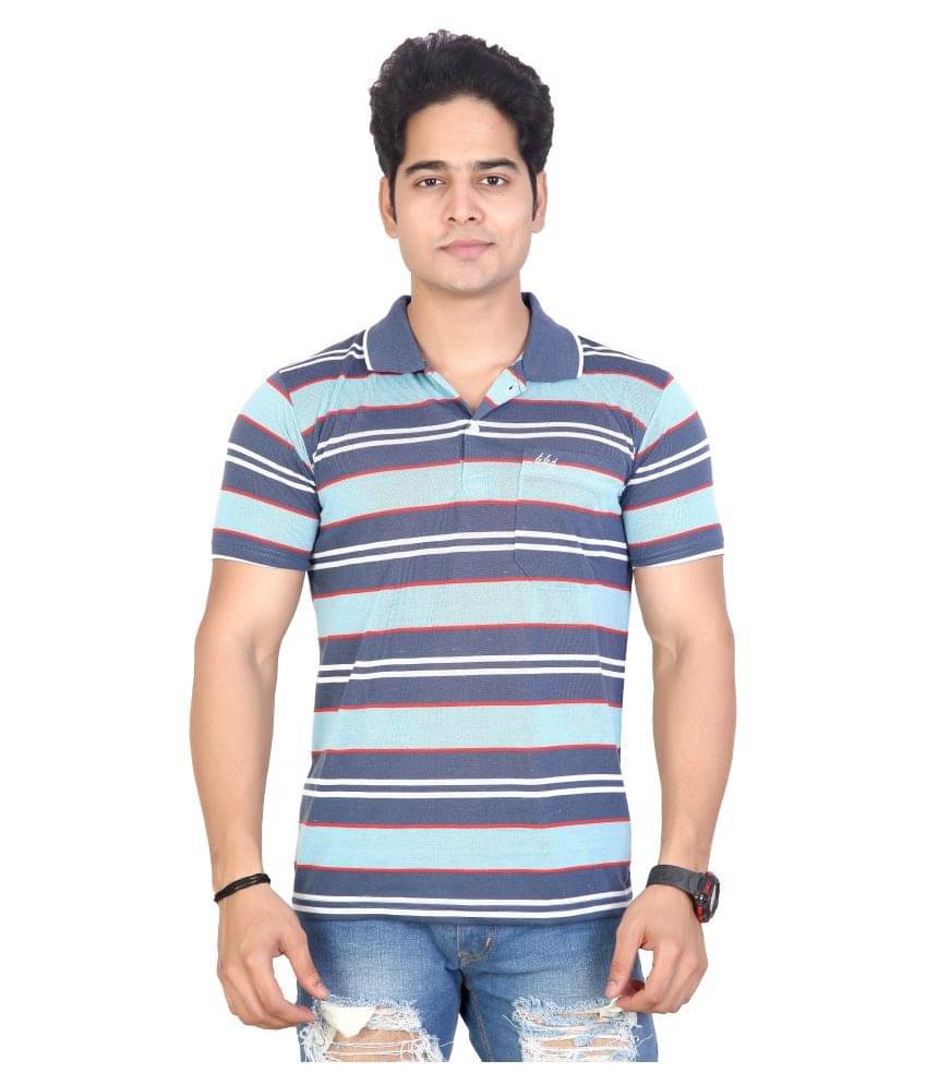 Awack Blue Slim Fit Polo T Shirt Awack Blue Slim Fit Polo T Shirt