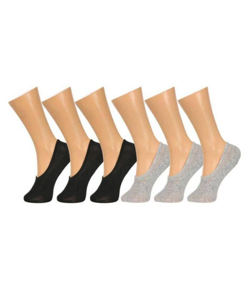 Tahiro Black & Grey Plain No Show Socks - Pack Of 6 - Socks | Buy online on ZillyBuy