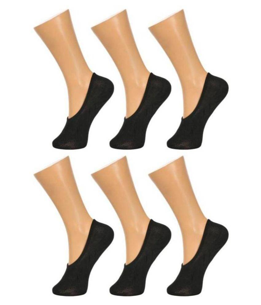 Tahiro Black Plain Cotton No Show Socks - Pack Of 6 Tahiro Black Plain Cotton No Show Socks - Pack Of 6