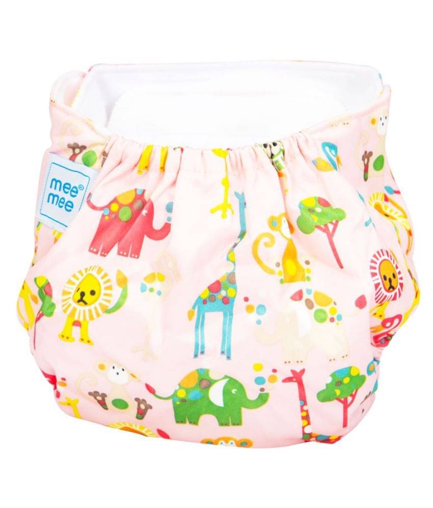     			Mee Mee Reusable Baby Cloth Diaper with Adjustable Snap Buttons (Pink)