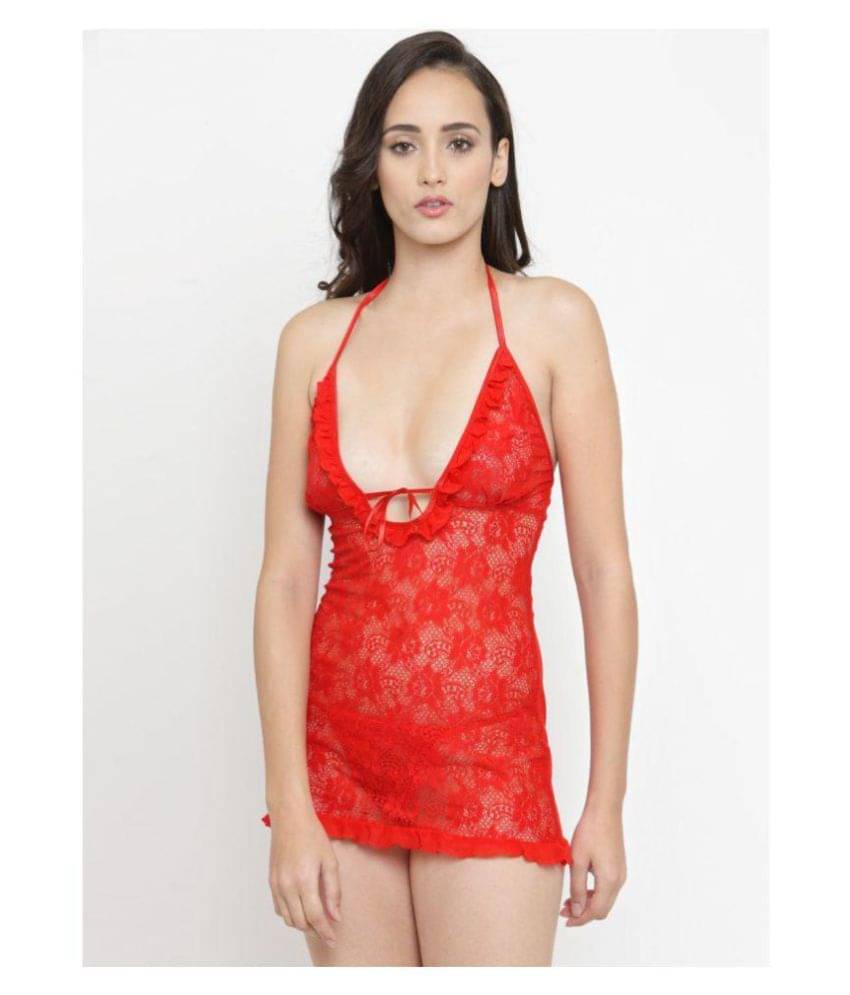     			N-Gal Lace Baby Doll Dresses With Panty - Red
