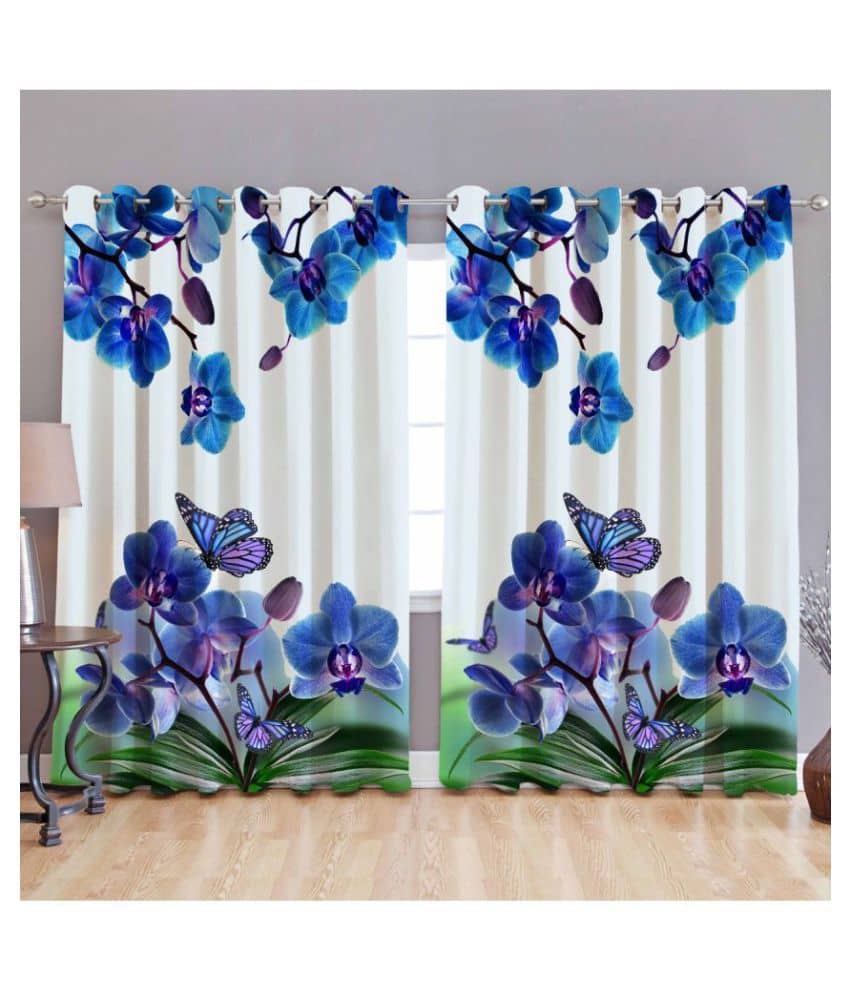 Prince Set of 2 Window Semi-Transparent Eyelet Polyester Curtains Multi Color