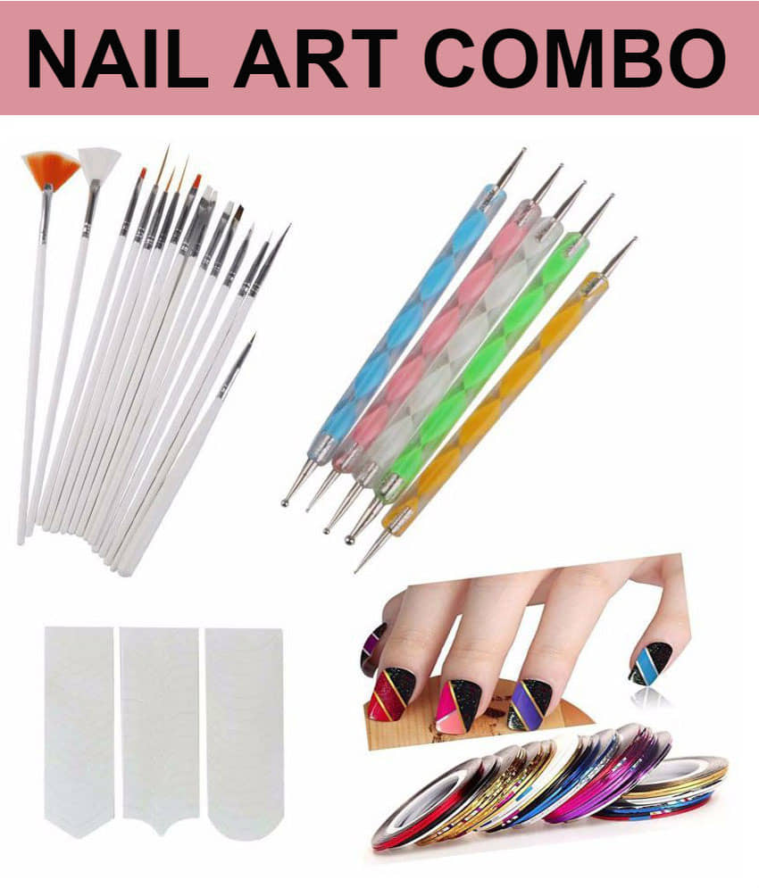 FOK Nail Art Kit Combo With Tip Guide Décor Accessories Combo 100 g