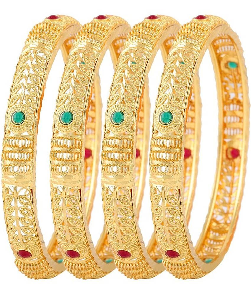 Jewar Mandi Jewelry Traditional Gold Plated 2.6 inches Bracelet Bangles Set of 4 for Girls and Women 7828 - Bangles & Bracelets | Buy online on ZillyBuy