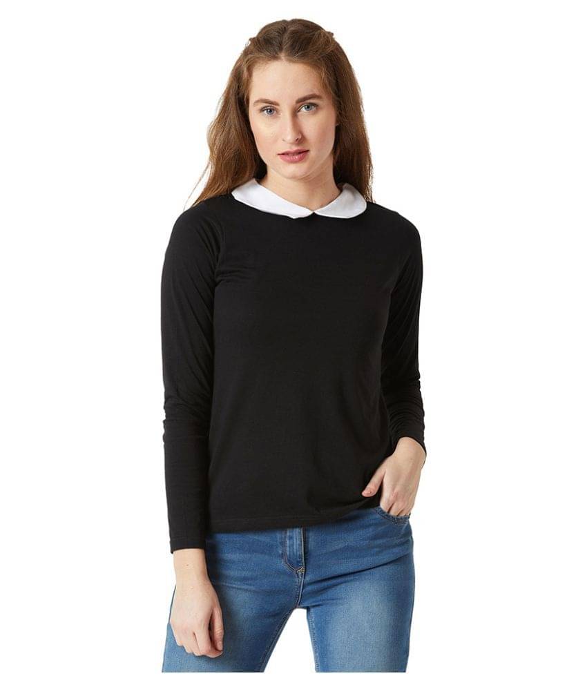 Miss Chase Women's Cotton Regular Top ( Black ) Miss Chase Women's Cotton Regular Top ( Black )