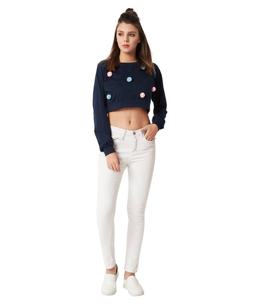     			Miss Chase Women's Cotton Crop Top ( Blue )