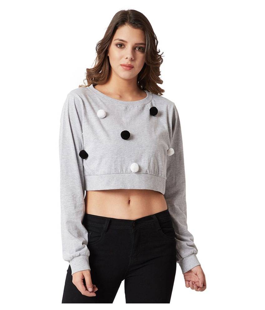     			Miss Chase Women's Cotton Crop Top ( Grey )