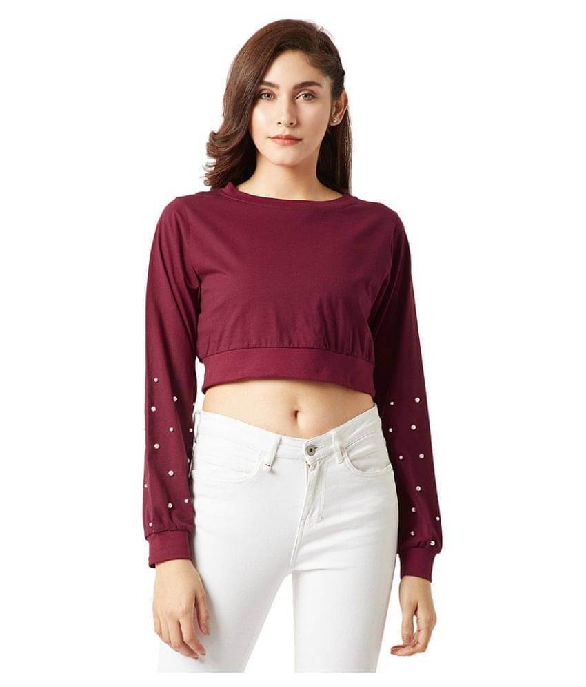 Miss Chase Women's Cotton Regular Top ( Maroon ) Miss Chase Women's Cotton Regular Top ( Maroon )