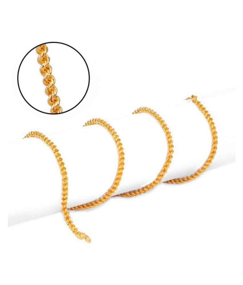 AanyaCentric Gold Plated French Rope Necklace Jewellery Set Fashion Jewellery Imitation Brass Chain for Men Women Girls (Golden) AanyaCentric Gold Plated French Rope Necklace Jewellery Set Fashion Jewellery Imitation Brass Chain for Men Women Girls (Golden)