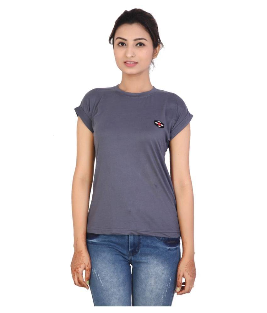 FCK-3 Women Cotton Slim Fit Round Neck T-Shirt ( Grey ) FCK-3 Women Cotton Slim Fit Round Neck T-Shirt ( Grey )