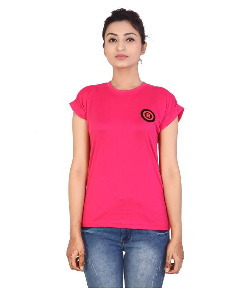 FCK-3 Women Cotton Slim Fit Round Neck T-Shirt ( Pink )     			FCK-3 Women Cotton Slim Fit Round Neck T-Shirt ( Pink )