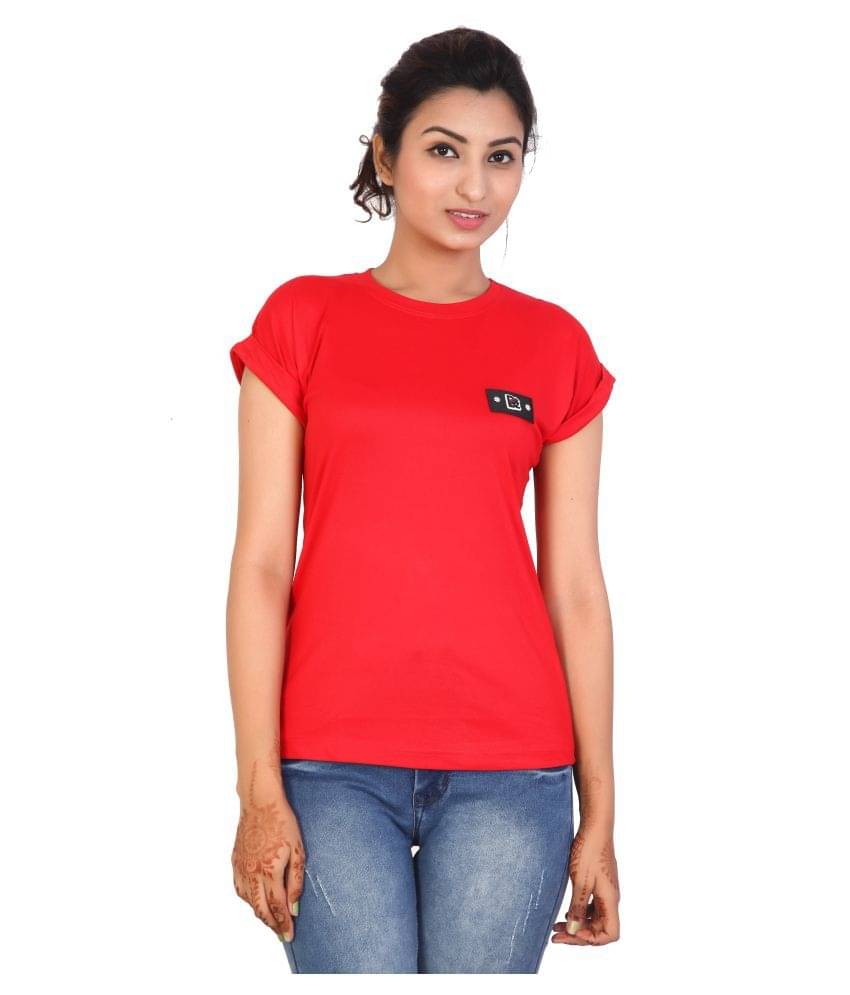 FCK-3 Women Cotton Slim Fit Round Neck T-Shirt ( Red ) FCK-3 Women Cotton Slim Fit Round Neck T-Shirt ( Red )