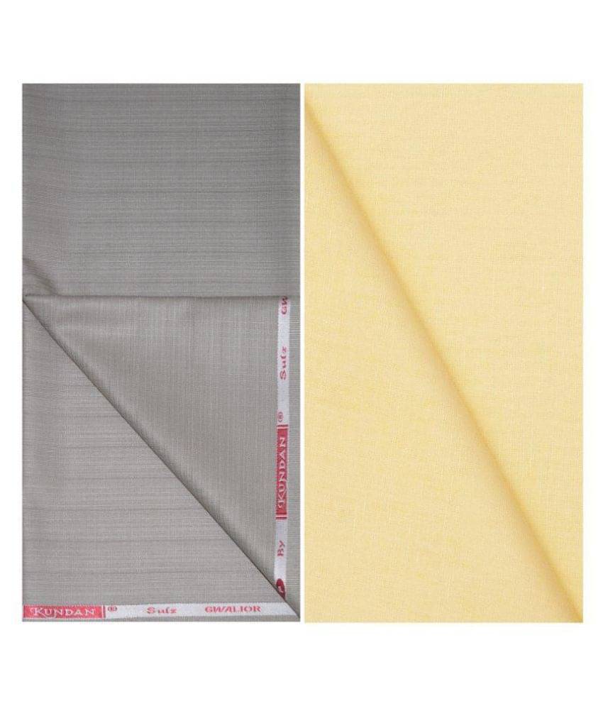     			KUNDAN SULZ GWALIOR Multi Linen Unstitched Shirts & Trousers 1 Pant and Shirt Piece For Men