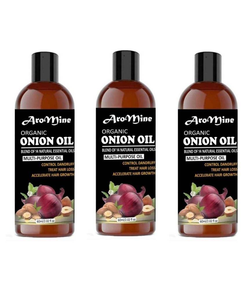 Aromine ONION Hair Oil- For Hair Regrowth 180 ml Pack of 3 Aromine ONION Hair Oil- For Hair Regrowth 180 ml Pack of 3