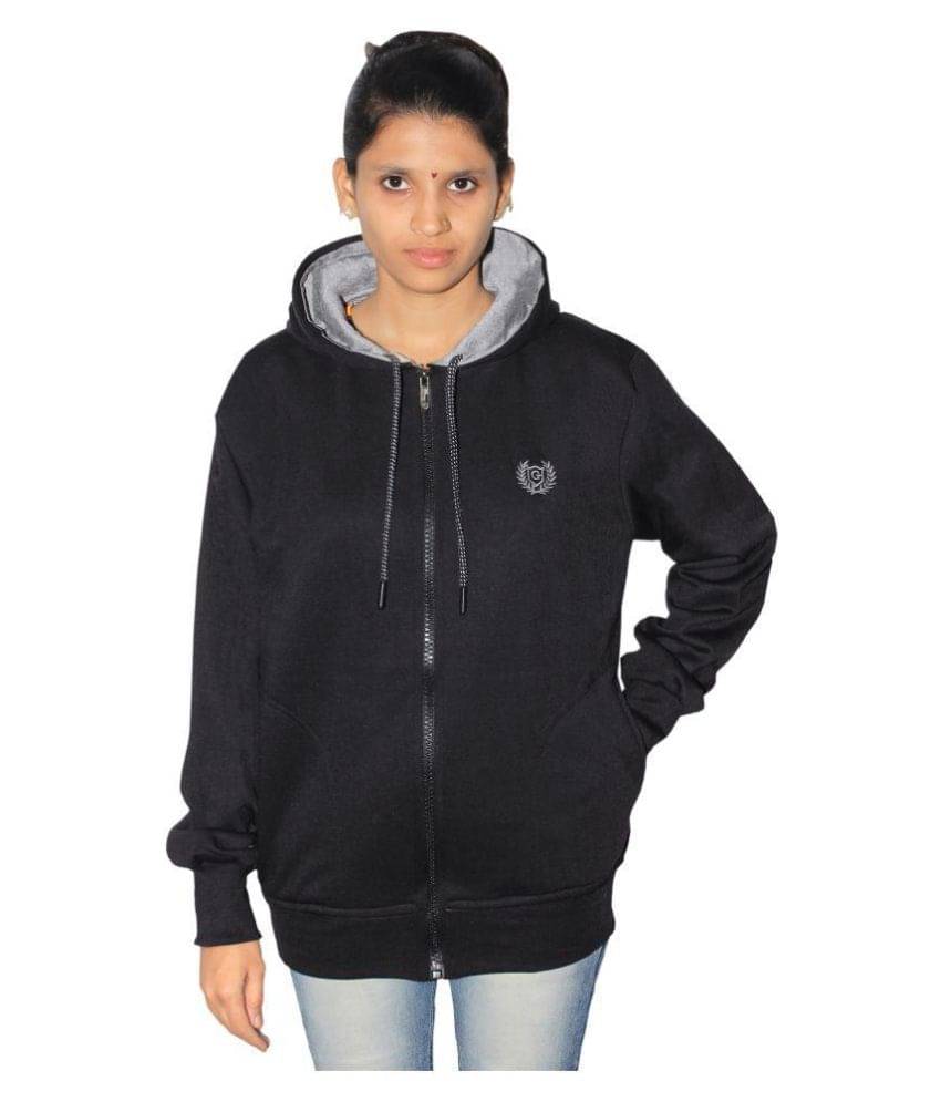     			Goodluck Woollen Black Hooded Sweatshirt