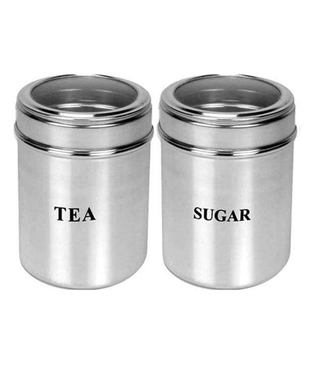     			Dynore Steel Tea/Coffee/Sugar Container Set of 2