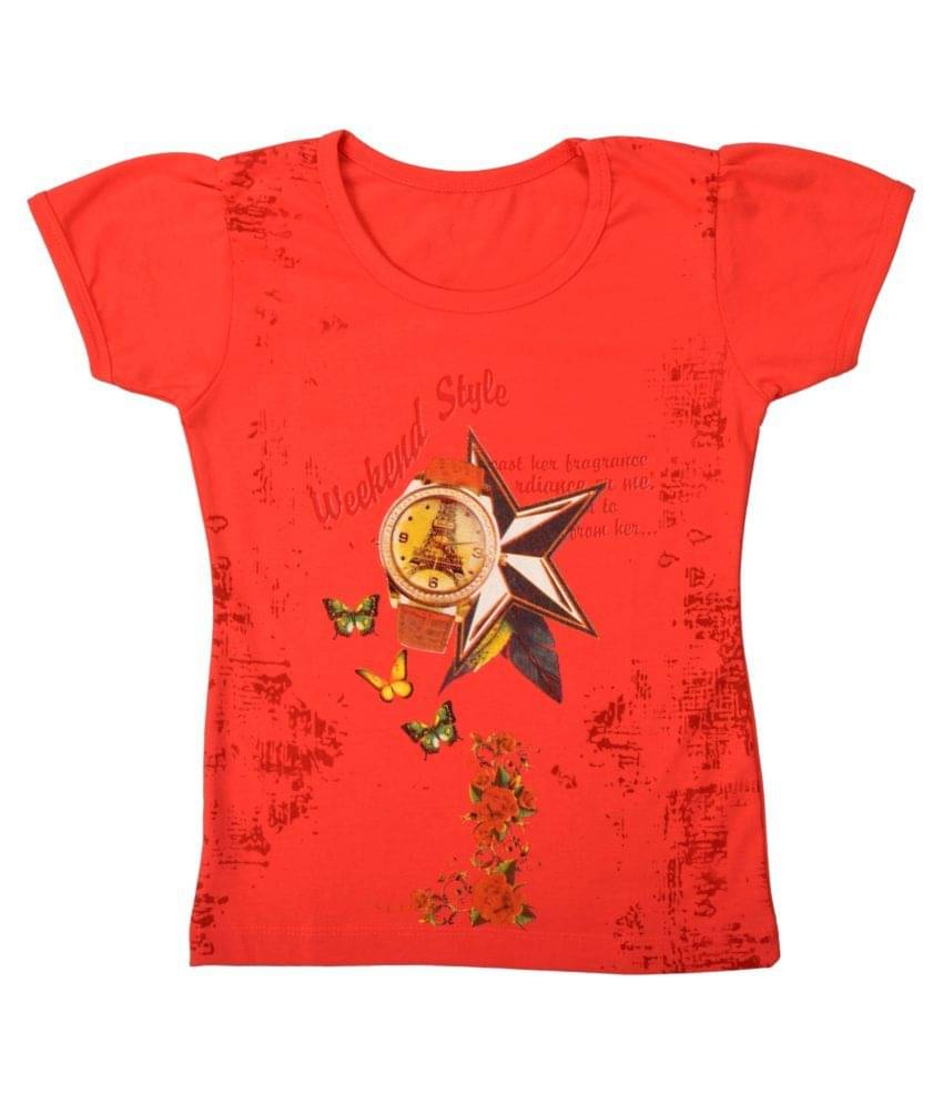     			NEUVIN Pack of 1 Girls 100% Cotton T-Shirts ( Red )