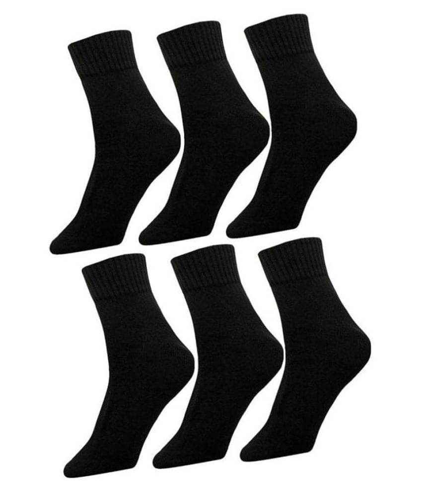     			Tahiro Black Cotton Ankle Length Socks - Pack Of 6