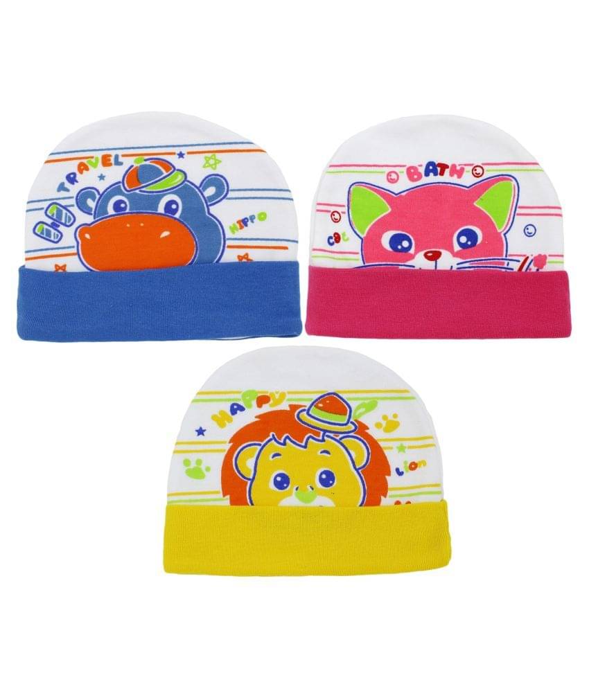     			Neska Moda Baby Boys And Girls Multicolor Cap For 0 To 18 Month Pack Of 3 MT51