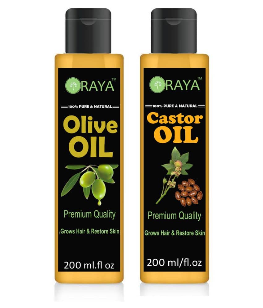 ORAYA 100% Pure & Natural Olive Oil & Castor Oil-(200ml)=400ml 400 ml Pack of 2