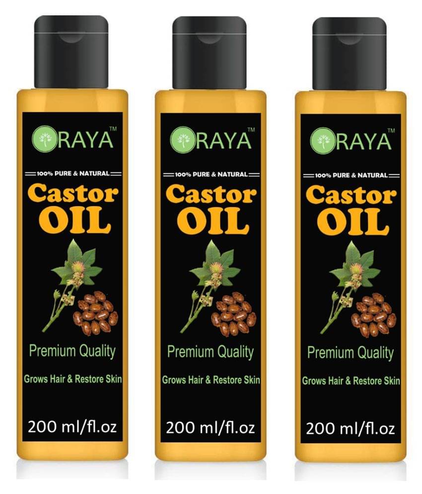 ORAYA 100% Pure & Natural Premium Castor Oil (600 ml) 200 ml 600 ml Pack of 3 ORAYA 100% Pure & Natural Premium Castor Oil (600 ml) 200 ml 600 ml Pack of 3