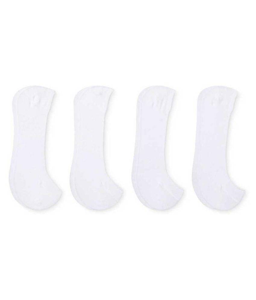     			Tahiro White Cotton No Show Socks - Pack Of 4