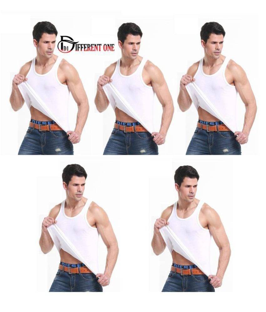 D1 DIFFERENT ONE White Sleeveless Vests Pack of 5 D1 DIFFERENT ONE White Sleeveless Vests Pack of 5