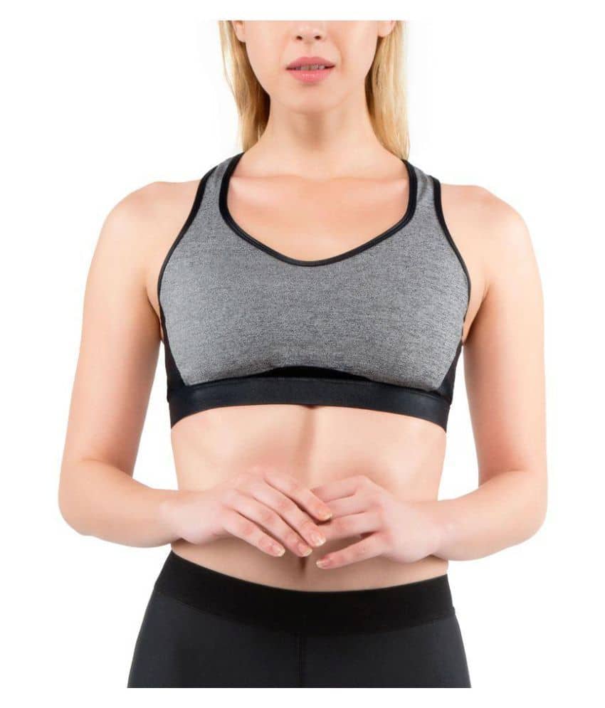 Jukebox Polyester Blend Sports Bras - Black